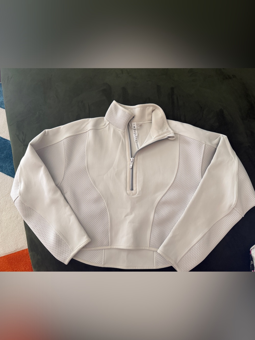 lululemon athletica Cream Half-Zip Textured Panel Jacket